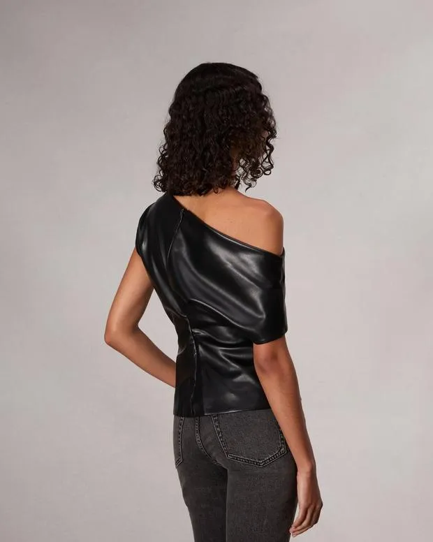 Women Shirts and Tops Rag and Bone Eleanor Faux Leather Top Black