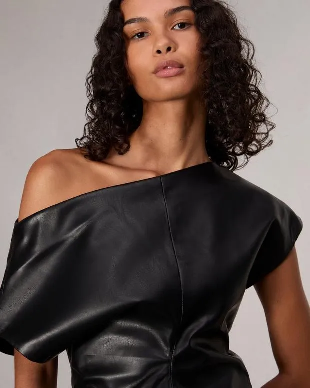 Women Shirts and Tops Rag and Bone Eleanor Faux Leather Top Black