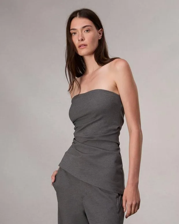 Women Shirts and Tops Rag and Bone Irina Strapless Ponte Top Charcoal