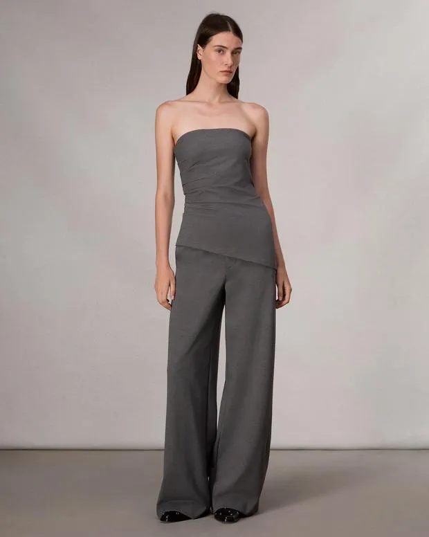 Women Shirts and Tops Rag and Bone Irina Strapless Ponte Top Charcoal