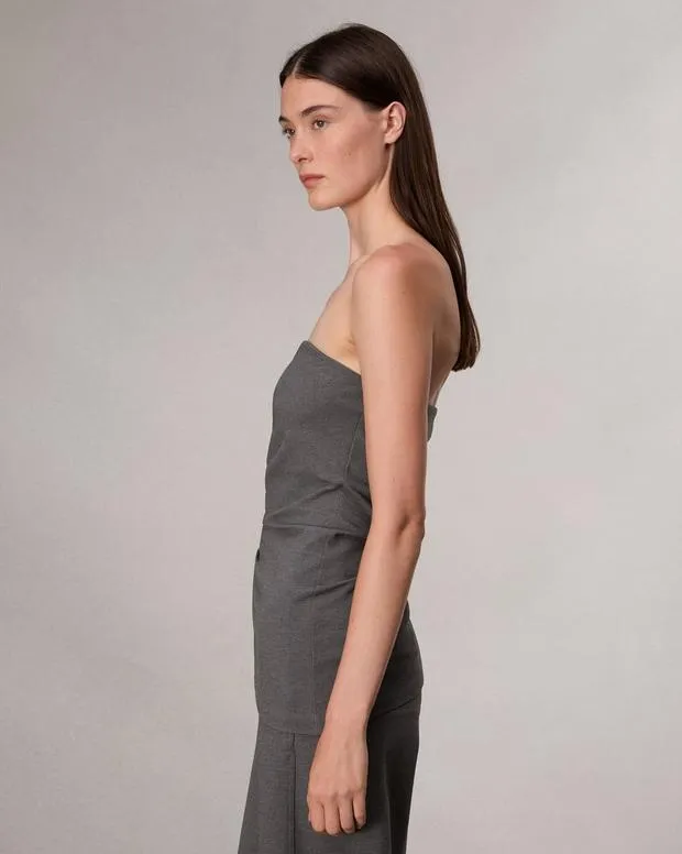Women Shirts and Tops Rag and Bone Irina Strapless Ponte Top Charcoal
