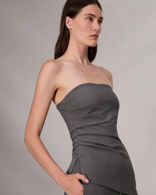 Women Shirts and Tops Rag and Bone Irina Strapless Ponte Top Charcoal