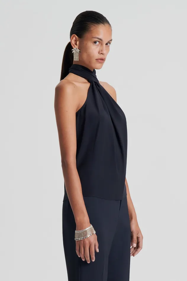 Women Shirts Scanlan Theodore SILK TIE NECK CAMI NAVY Women Shirts Scanlan Theodore SILK TIE NECK CAMI NAVY