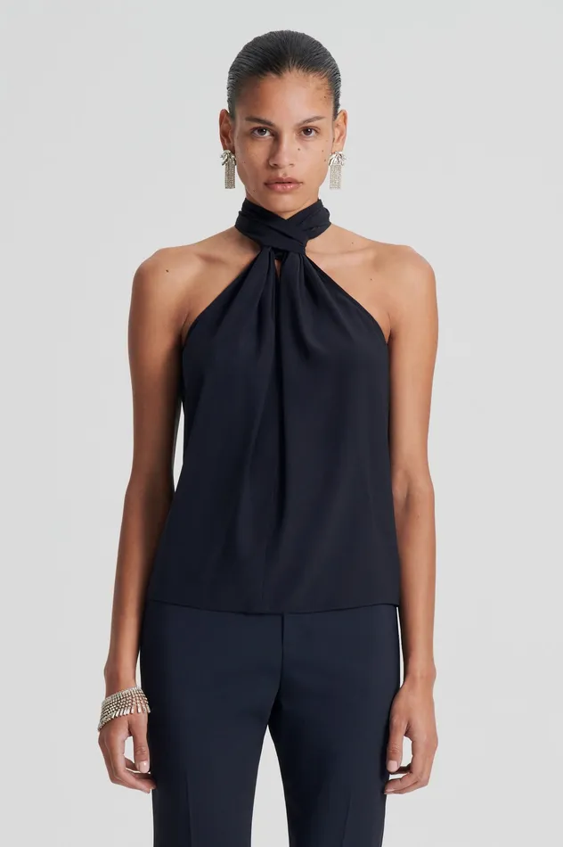 Women Shirts Scanlan Theodore SILK TIE NECK CAMI NAVY Women Shirts Scanlan Theodore SILK TIE NECK CAMI NAVY