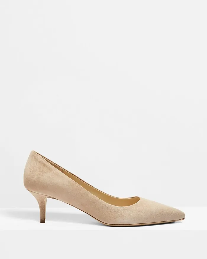 Women Shoes Theory City 55 Pump In Suede Beige Clay