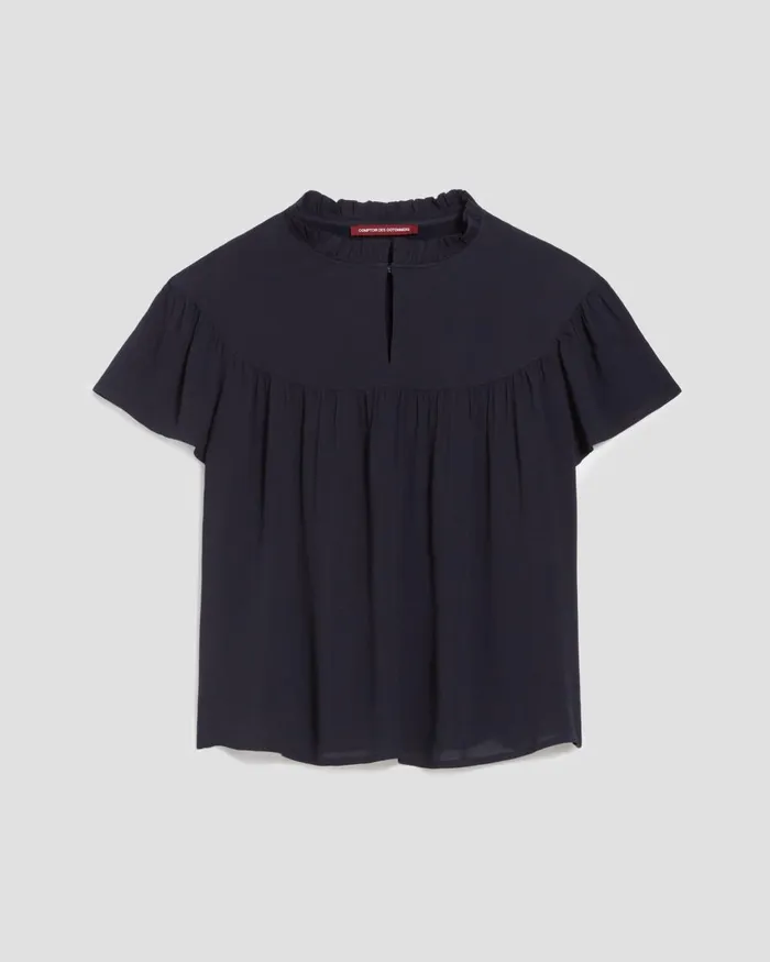 Women ShortSleeve Fluid Blouse Night Sky Comptoir Des Cotonniers Blouses and Shirts and Tops Women ShortSleeve Fluid Blouse Night Sky Comptoir Des Cotonniers Blouses and Shirts and Tops