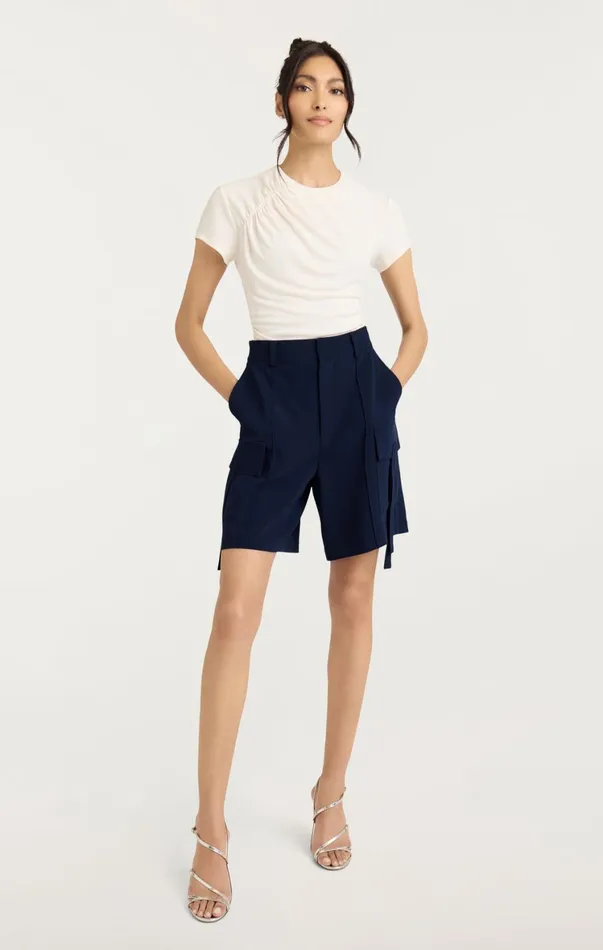 Women Shorts Cinq Sept Crepe Odilia Short Navy