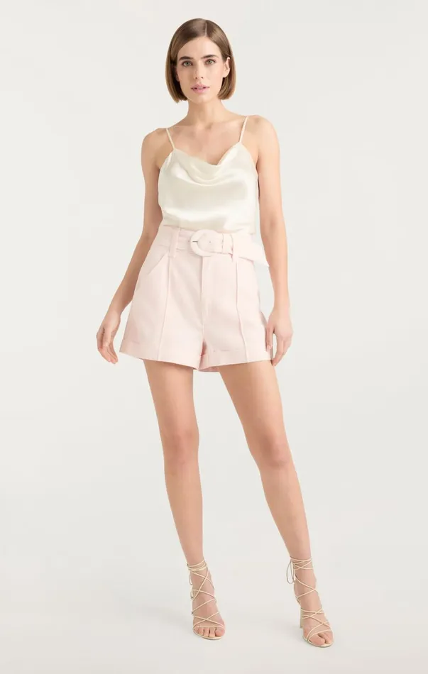 Women Shorts Cinq Sept Linen Aldi Short Icy Pink