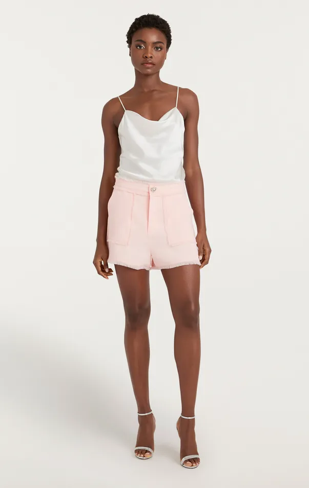 Women Shorts Cinq Sept Pearl Ditsy Flower Crepe Allen Pale Rose