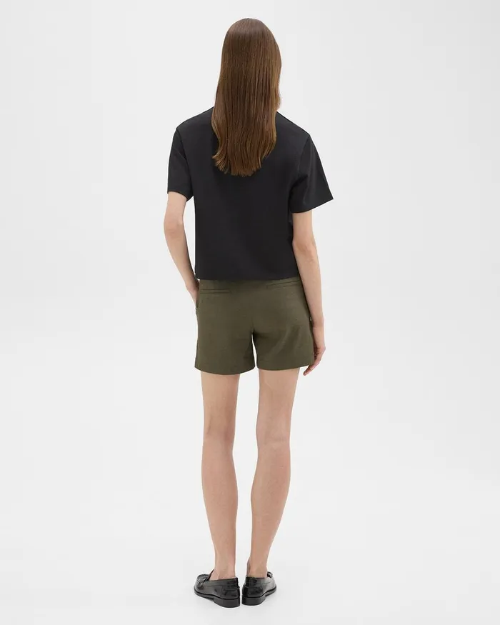 Women Shorts Theory Waist Tab Short In Good Linen Dark Olive