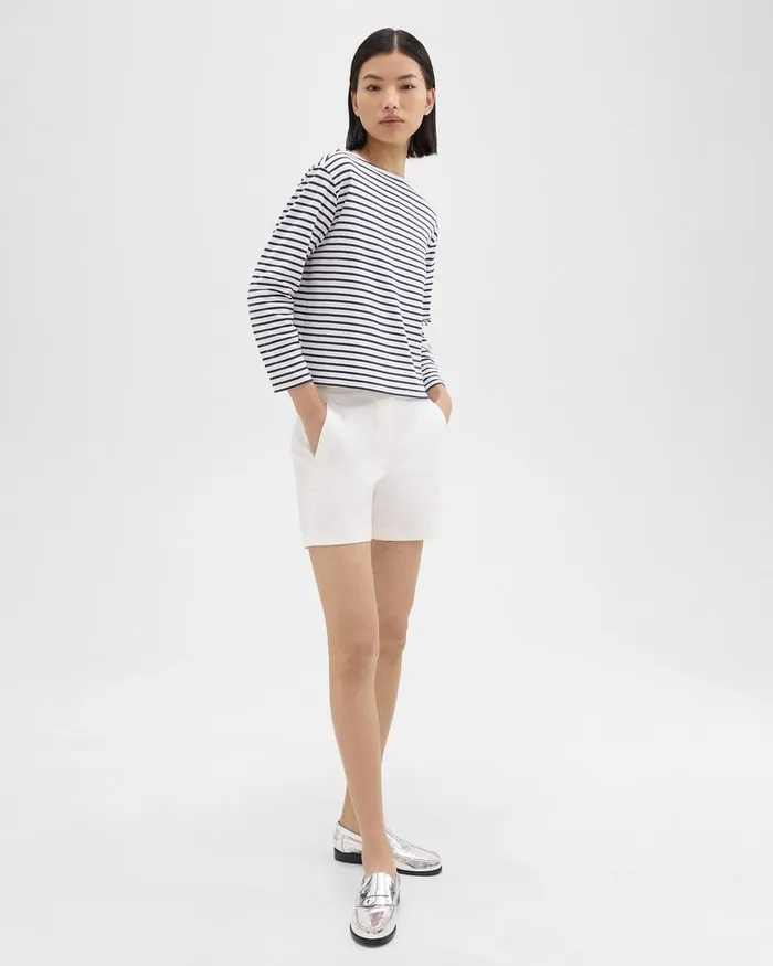 Women Shorts Theory Waist Tab Short In Good Linen White