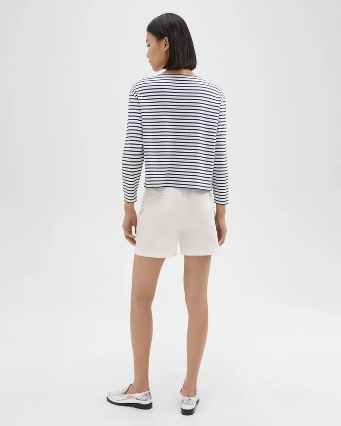 Women Shorts Theory Waist Tab Short In Good Linen White