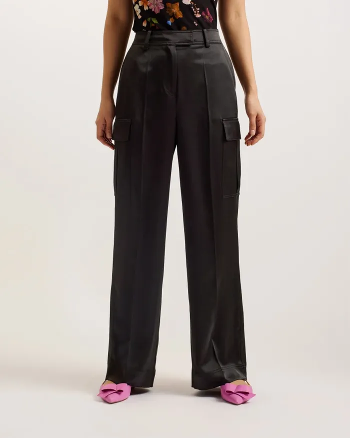 Women SIMETA 8211 Wide Leg Cargo Trousers Black Ted Baker Trousers and Shorts