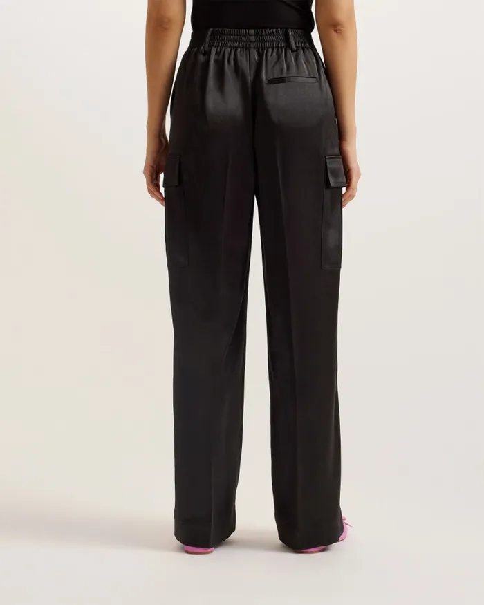 Women SIMETA 8211 Wide Leg Cargo Trousers Black Ted Baker Trousers and Shorts