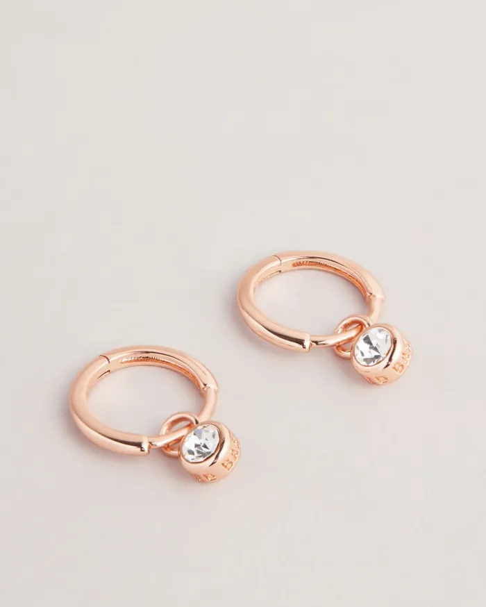 Women SINAALA 8211 Crystal Huggie Earrings Rose Gold Colour Ted Baker Jewellery