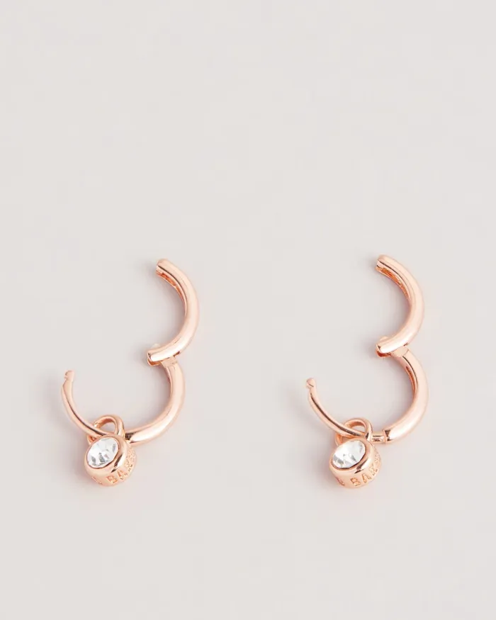 Women SINAALA 8211 Crystal Huggie Earrings Rose Gold Colour Ted Baker Jewellery