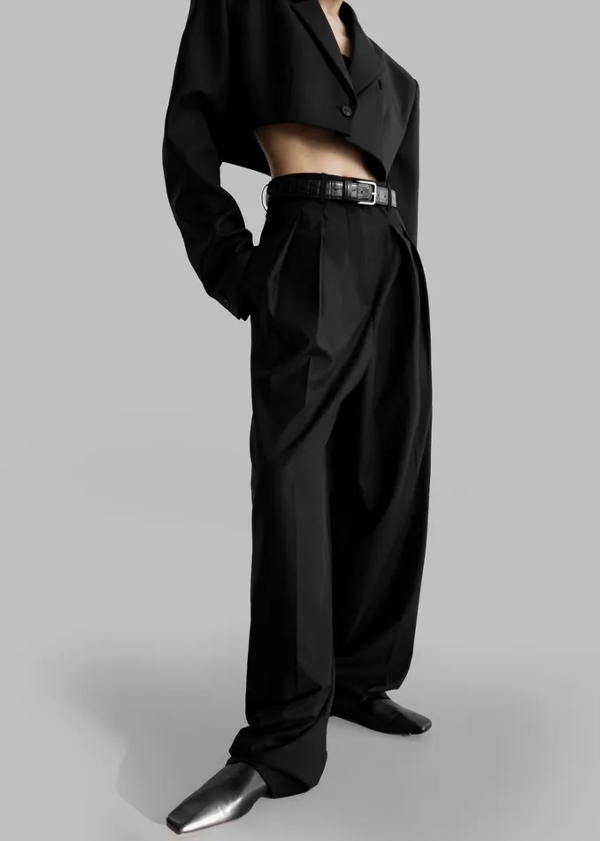 Women Sion Pintuck Trousers 8211 Black The Frankie Shop Bottoms