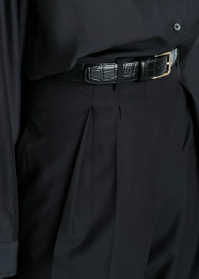 Women Sion Pintuck Trousers 8211 Black The Frankie Shop Bottoms