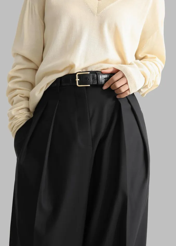 Women Sion Pintuck Trousers 8211 Black The Frankie Shop Bottoms