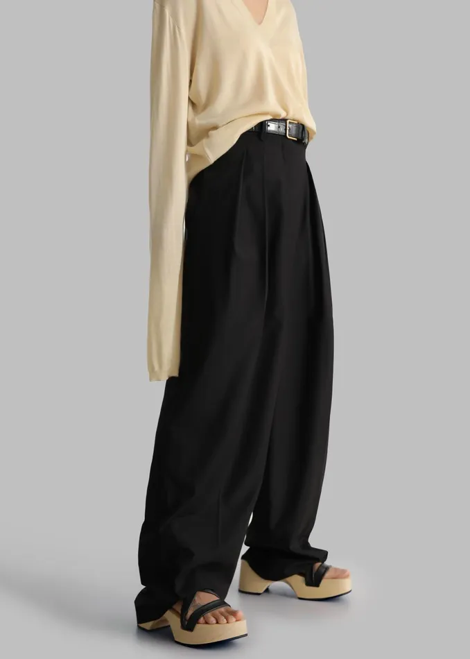 Women Sion Pintuck Trousers 8211 Black The Frankie Shop Bottoms