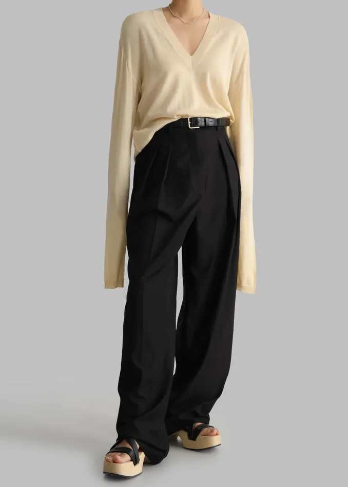 Women Sion Pintuck Trousers 8211 Black The Frankie Shop Bottoms