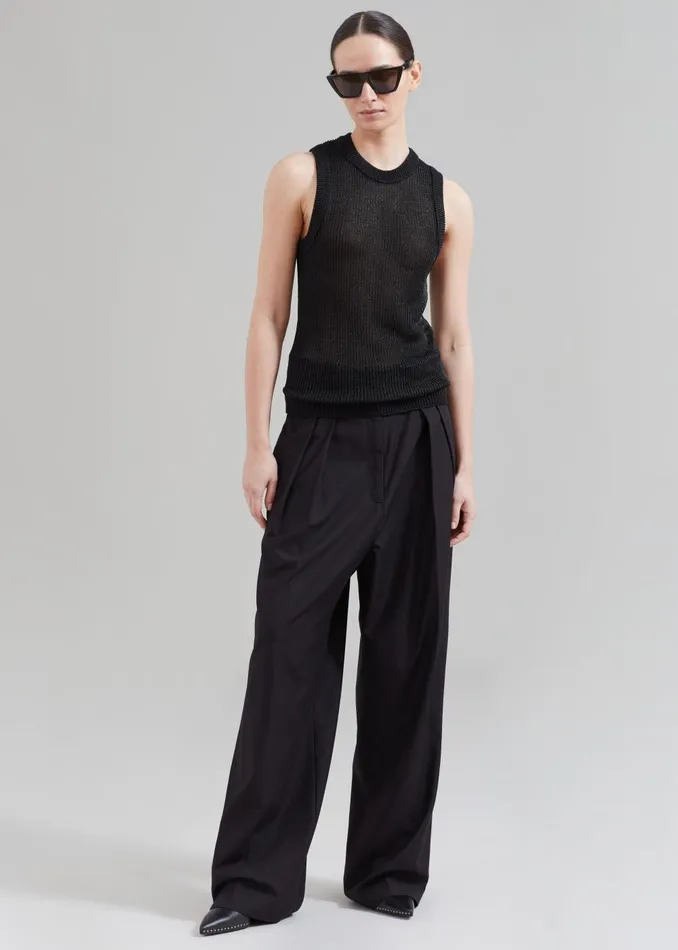 Women Sion Pintuck Trousers 8211 Black The Frankie Shop Bottoms