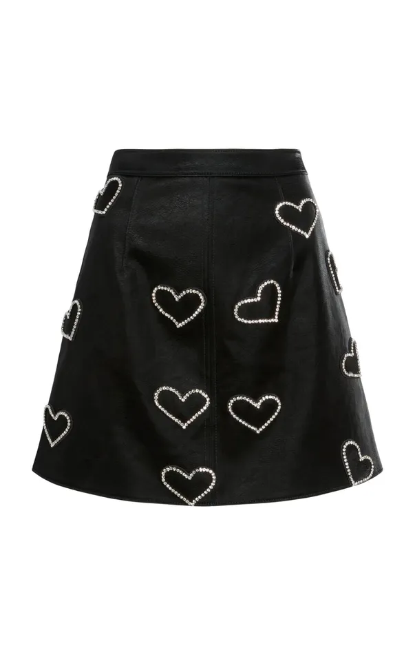 Women Skirts Cinq Sept Rhinestone Hearts Palo Skirt Blacksilver