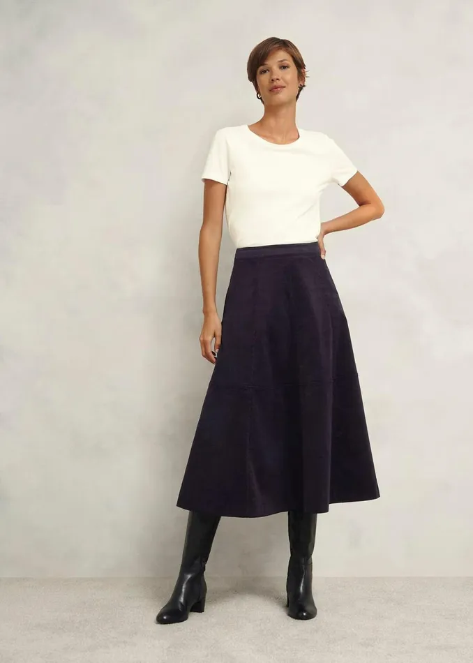Women Skirts Hobbs Clifton Cord Skirt Navy