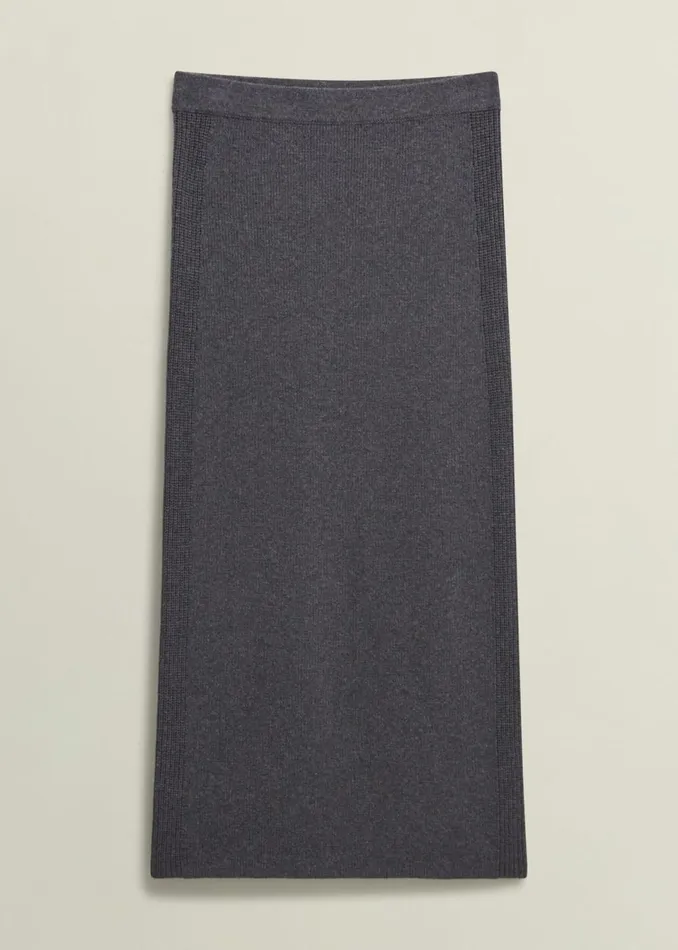 Women Skirts Hobbs Gaskell CoOrd Wool Cotton Skirt Dark Grey Marl