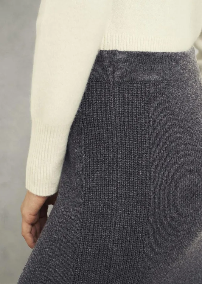 Women Skirts Hobbs Gaskell CoOrd Wool Cotton Skirt Dark Grey Marl