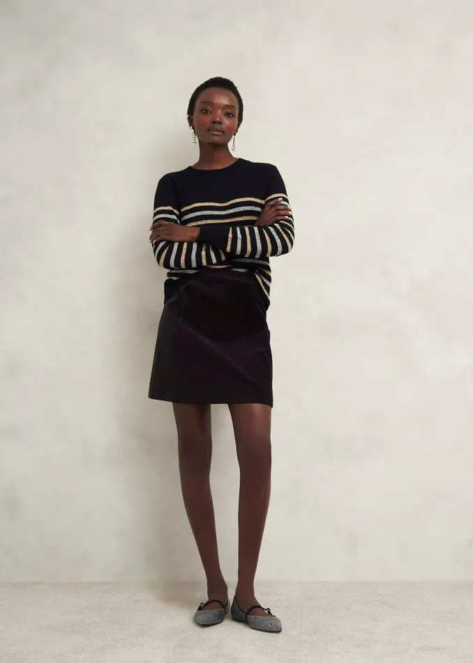Women Skirts Hobbs Izzy Velvet Skirt Black