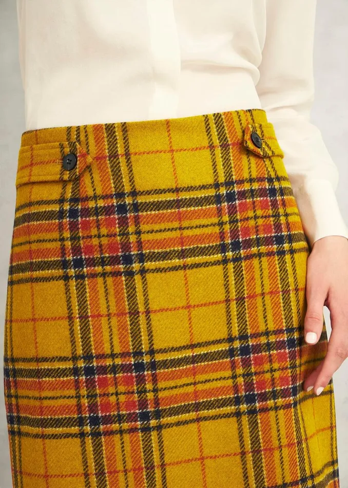 Women Skirts Hobbs Maeve Wool Skirt Ochre Multi