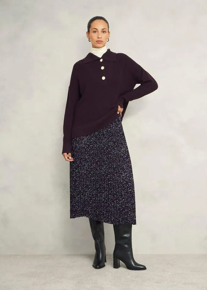 Women Skirts Hobbs Teia Pleated Skirt Black Multi