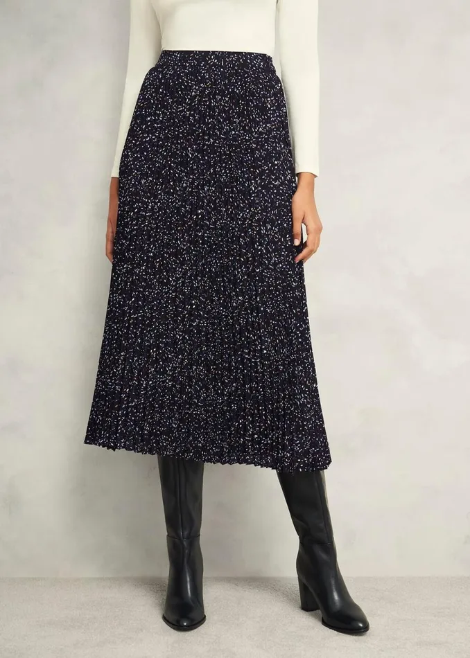 Women Skirts Hobbs Teia Pleated Skirt Black Multi