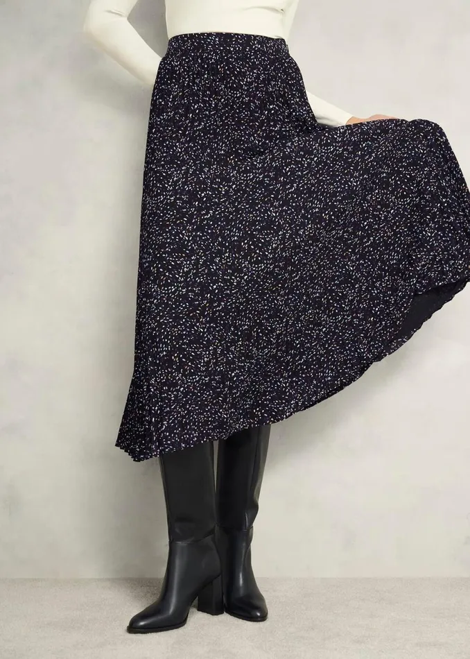 Women Skirts Hobbs Teia Pleated Skirt Black Multi