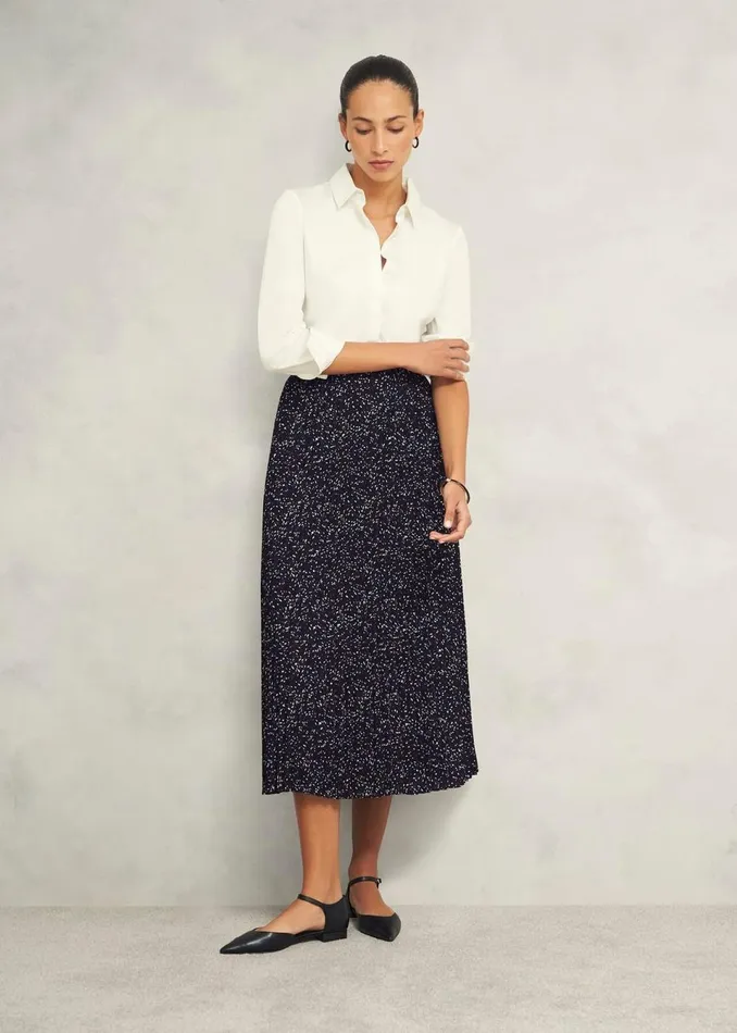 Women Skirts Hobbs Teia Pleated Skirt Black Multi