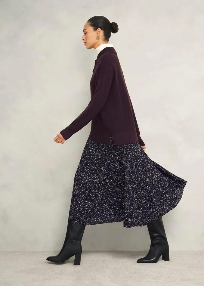 Women Skirts Hobbs Teia Pleated Skirt Black Multi