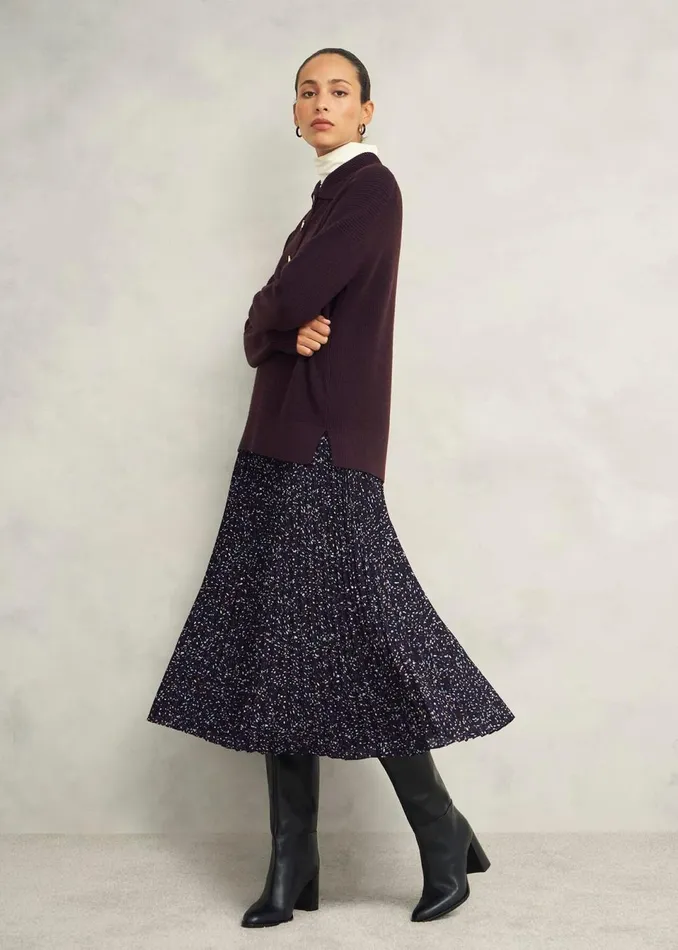 Women Skirts Hobbs Teia Pleated Skirt Black Multi