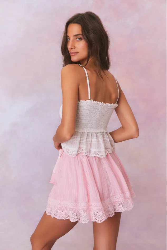 Women Skirts LoveShackFancy Matera Cotton Stripe Mini Skirt Cherry Pink