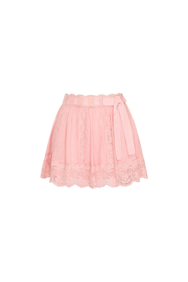 Women Skirts LoveShackFancy Matera Cotton Stripe Mini Skirt Cherry Pink