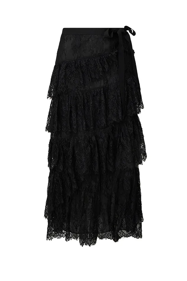 Women Skirts LoveShackFancy Merado Lace Maxi Skirt Black