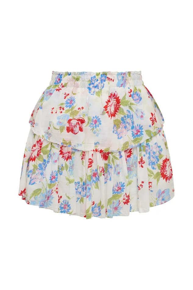 Women Skirts LoveShackFancy Ruffle Mini Floral Skirt White