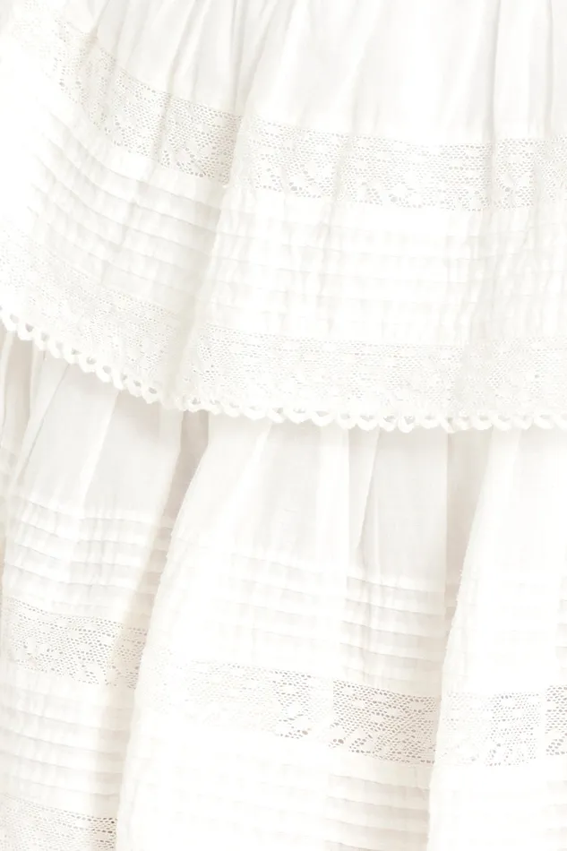 Women Skirts LoveShackFancy Ruffle Mini Heritage Skirt Antique White