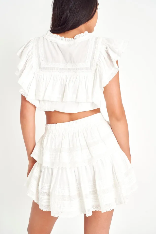 Women Skirts LoveShackFancy Ruffle Mini Heritage Skirt Antique White