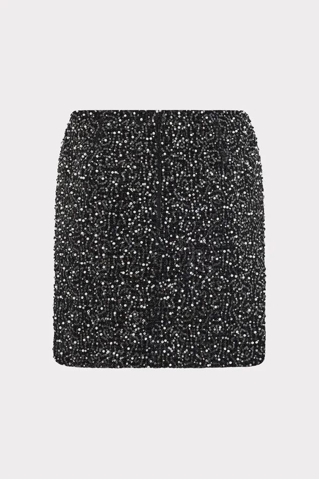 Women Skirts Milly Beaded Tweed Modern Mini Skirt Black