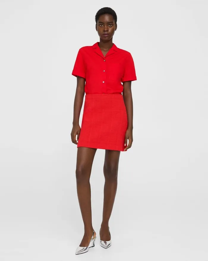 Women Skirts Theory HighWaisted Mini Skirt In Cotton Tweed Grenadine