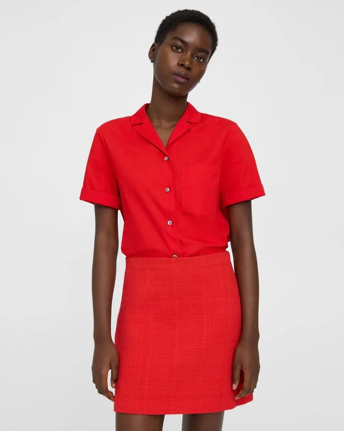 Women Skirts Theory HighWaisted Mini Skirt In Cotton Tweed Grenadine