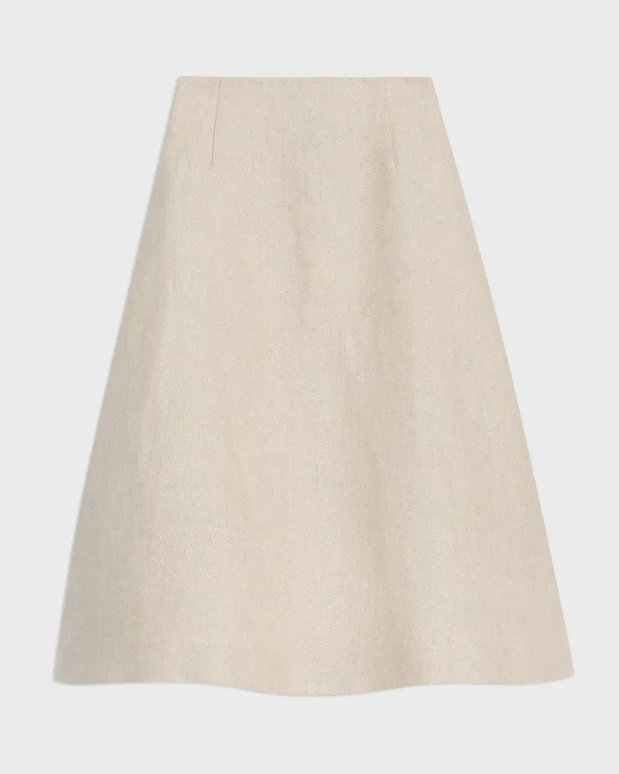 Women Skirts Theory Midi Circle Skirt In Basket Weave Linen Straw