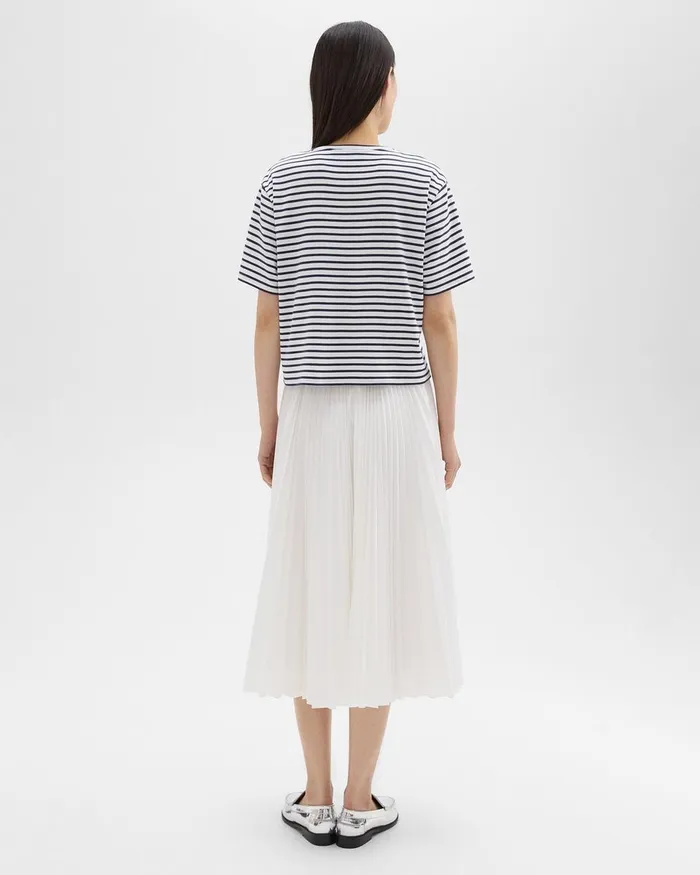 Women Skirts Theory Pleated Midi Skirt In Sleek Poplin White