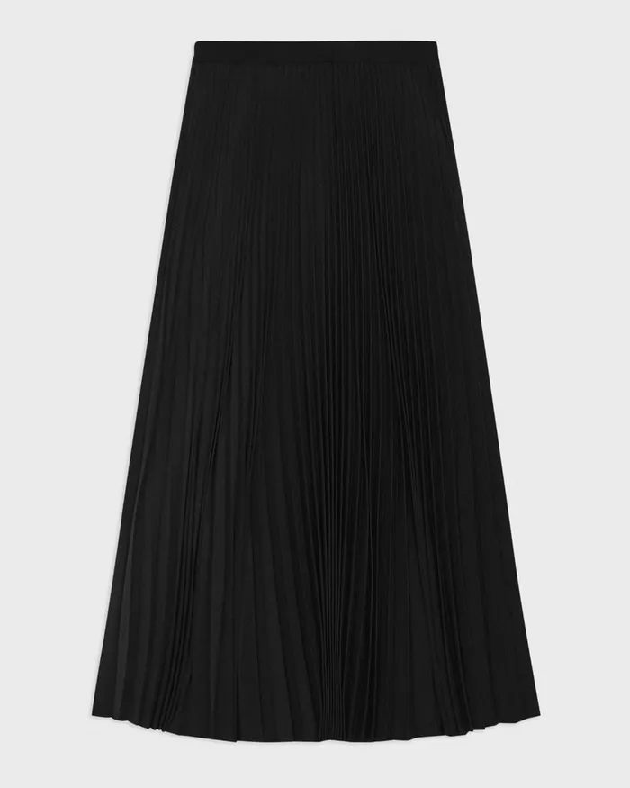 Women Skirts Theory Pleated PullOn Skirt In Stretch WoolBlend Black
